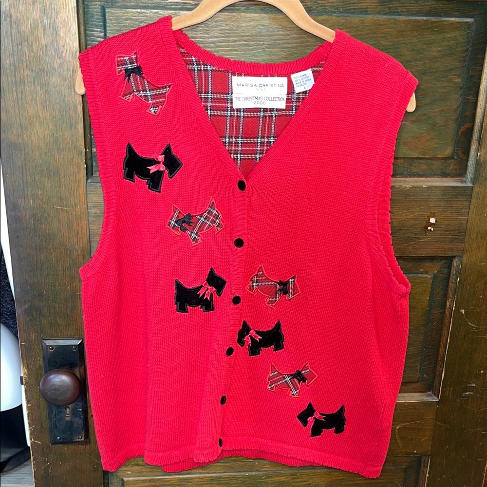 Marisa Christina “ Christmas collection 2000” Large sweater vest—Scotty Dogs